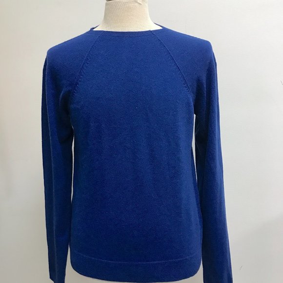 Duffy cashmere blue reverse edge crew neck sweater thumbholes M